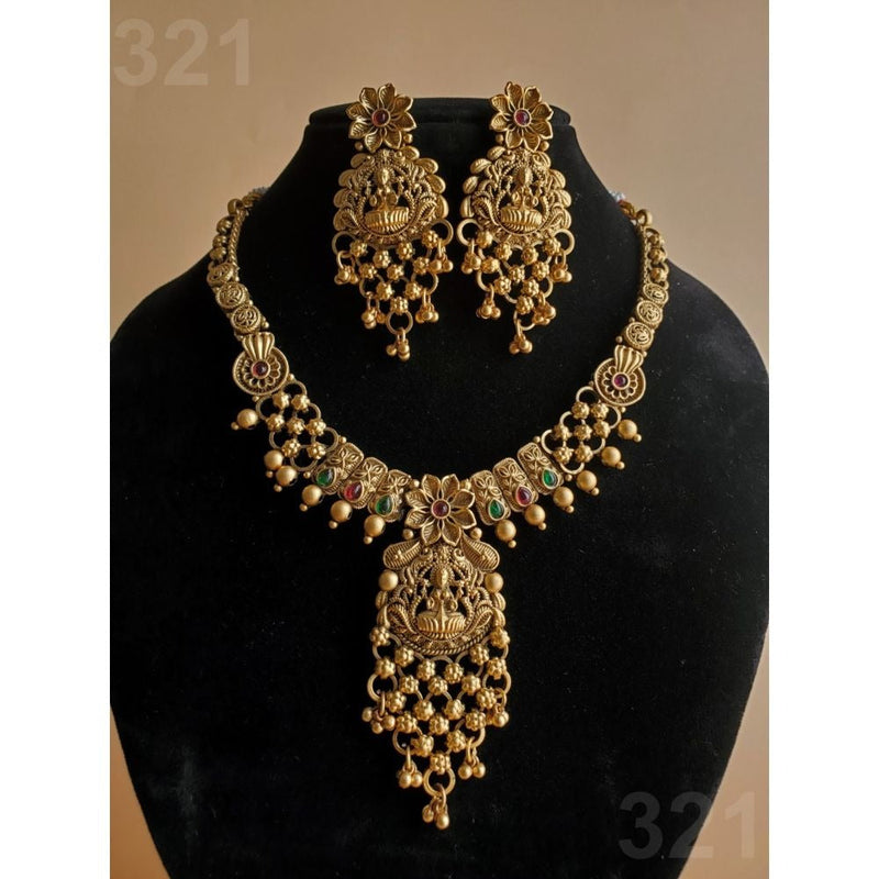 Akruti Collection Gold Plated Temple Necklace Set