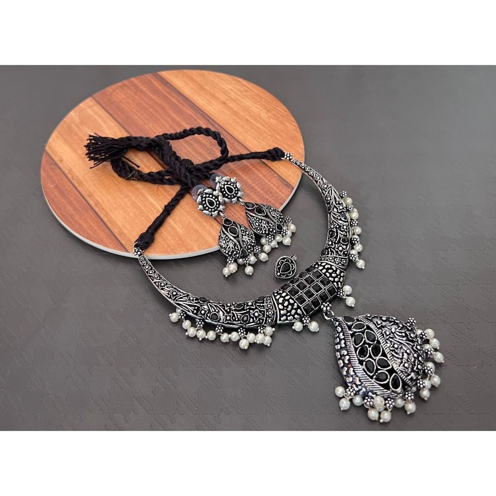 Akruti Collection Oxidised Plated Necklace Set