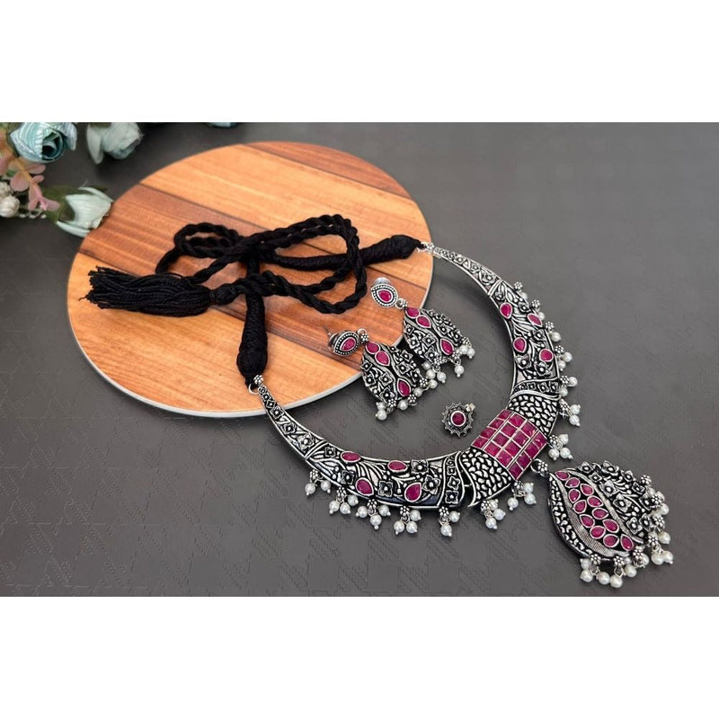 Akruti Collection Oxidised Plated Necklace Set