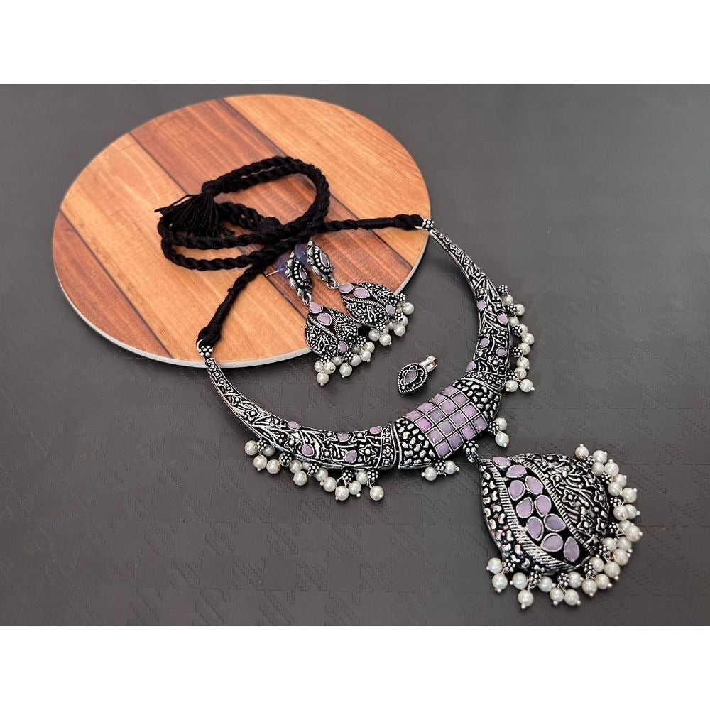 Akruti Collection Oxidised Plated Necklace Set