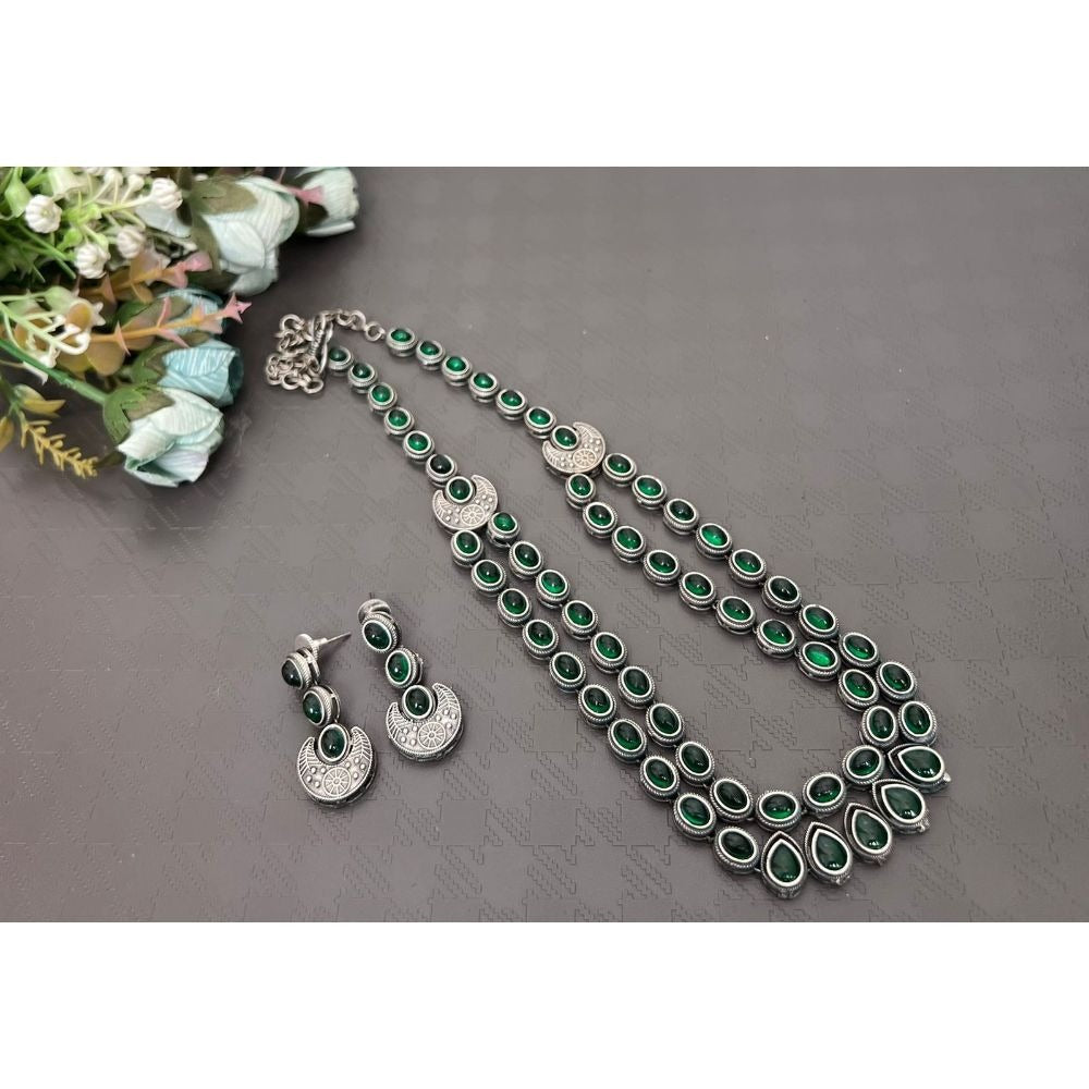 Akruti Collection Oxidised Plated Long Necklace Set