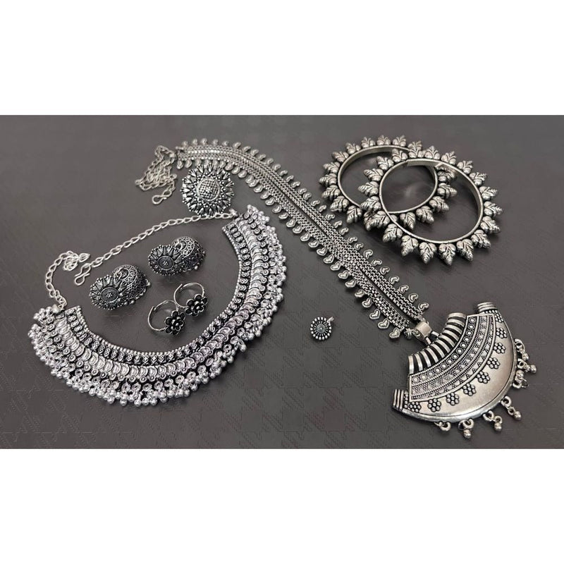 Akruti Collection Oxidised Plated Combo Set