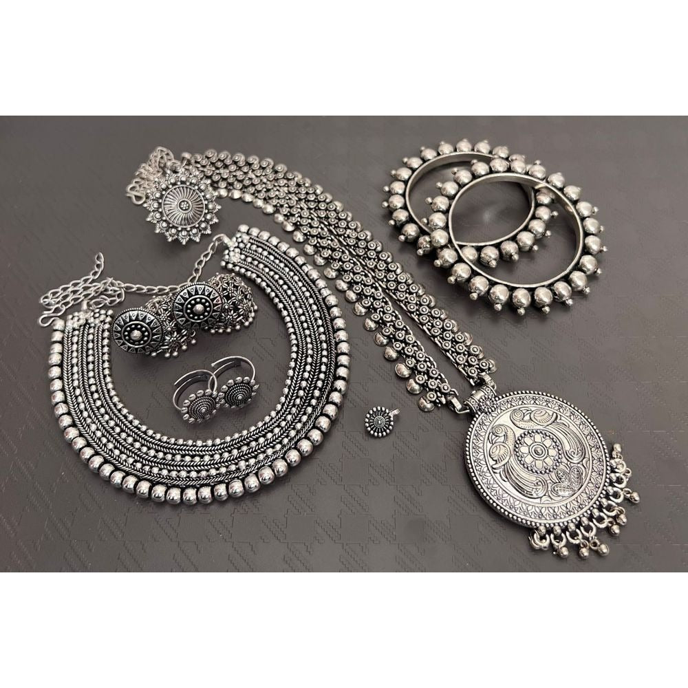 Akruti Collection Oxidised Plated Combo Set