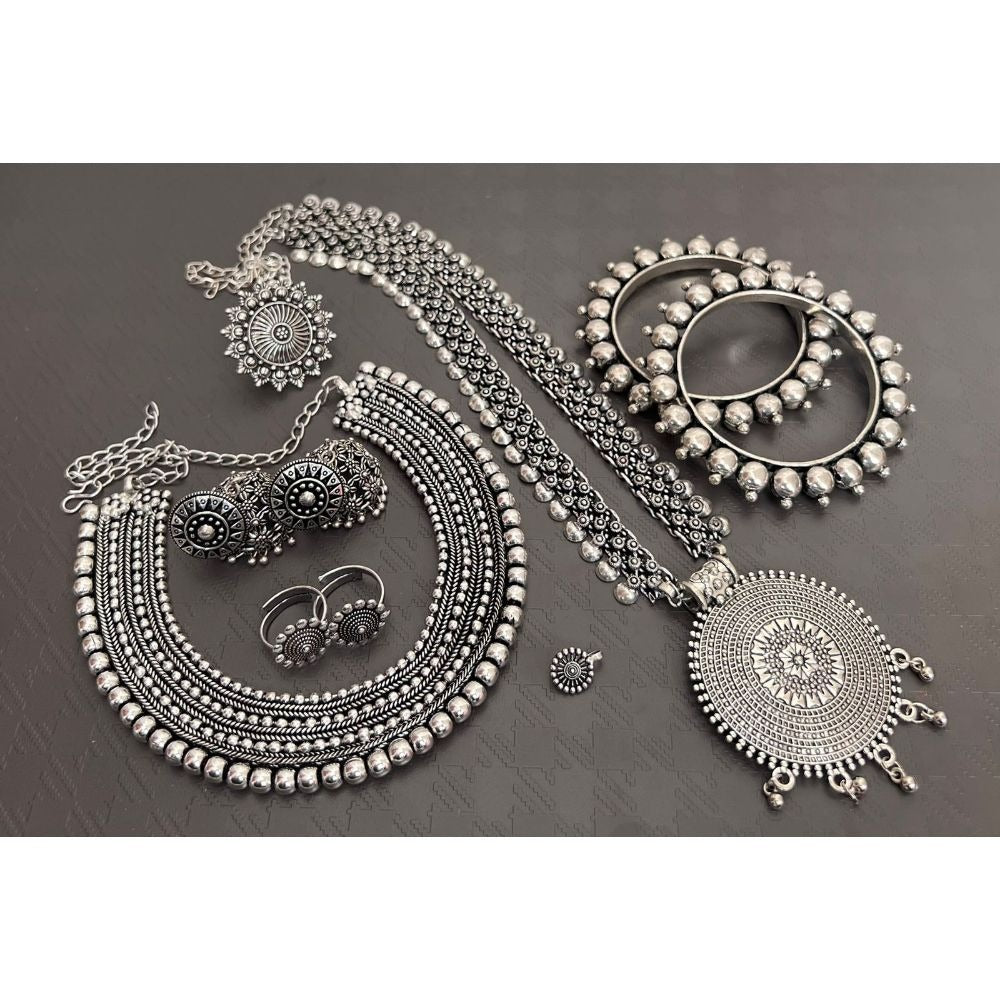 Akruti Collection Oxidised Plated Combo Set