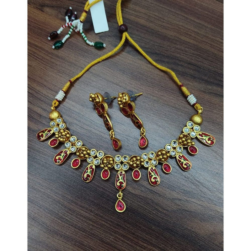 Akruti Collection Gold Plated Meenakari  Necklace Set