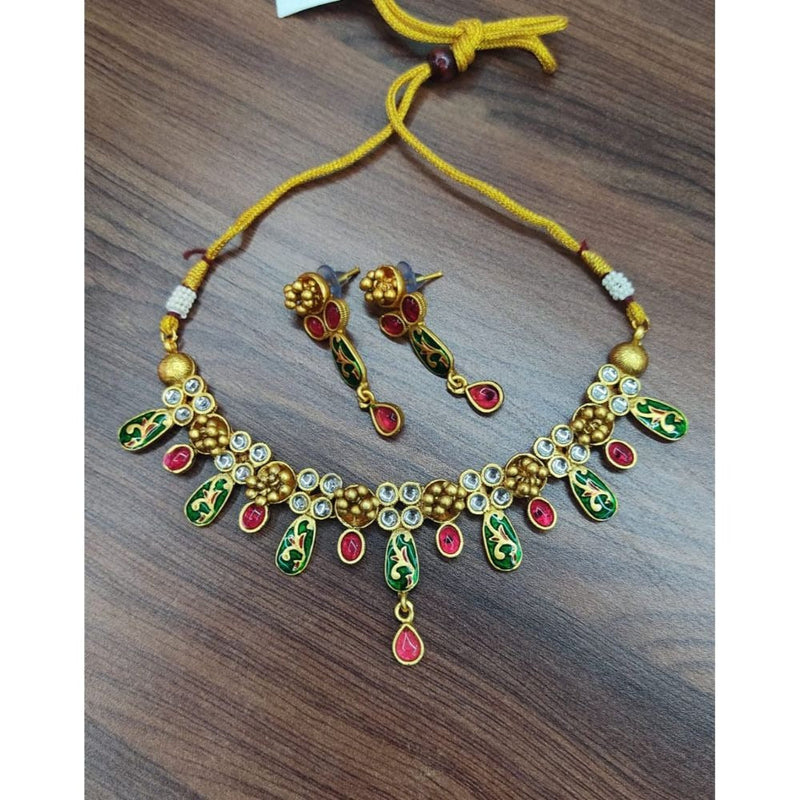 Akruti Collection Gold Plated Meenakari  Necklace Set