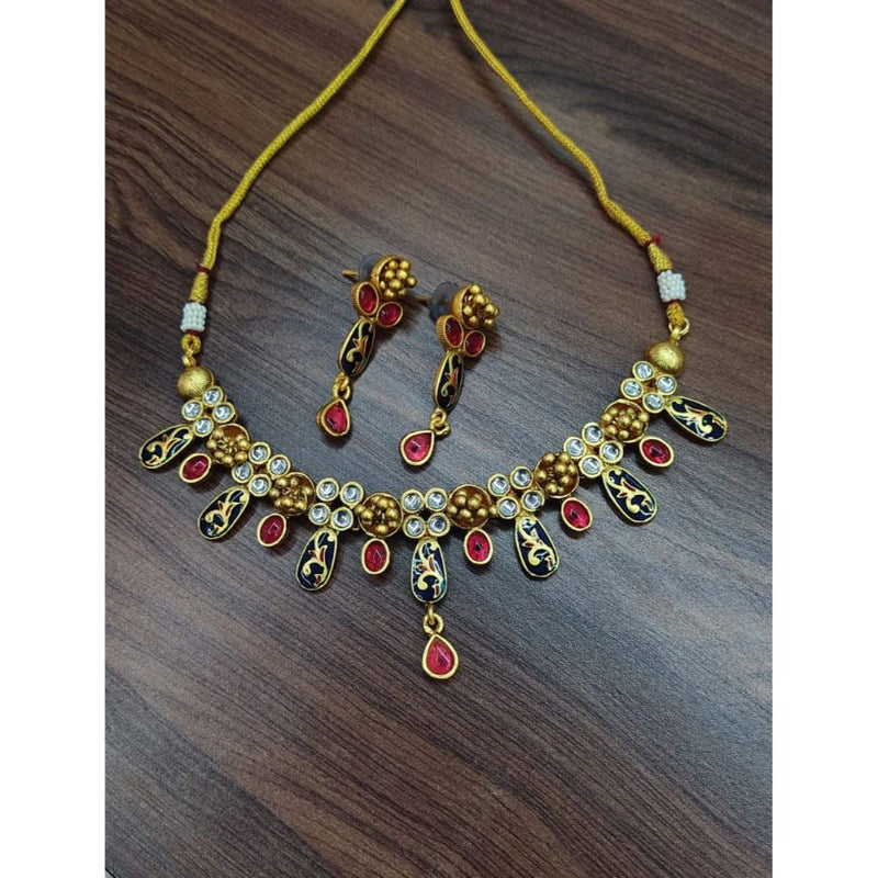 Akruti Collection Gold Plated Meenakari  Necklace Set