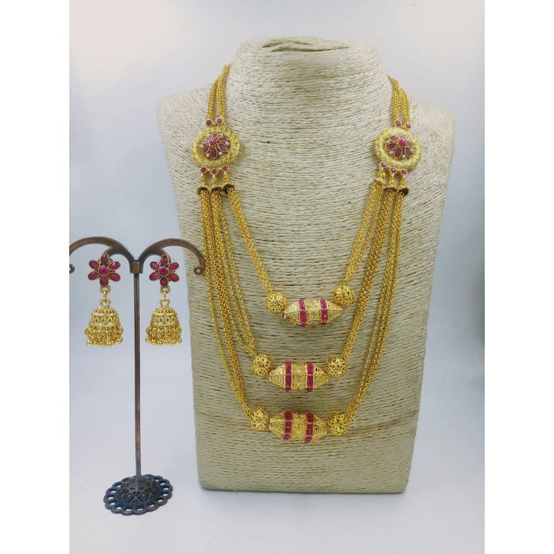 Akruti Collection Gold Plated Long Necklace Set