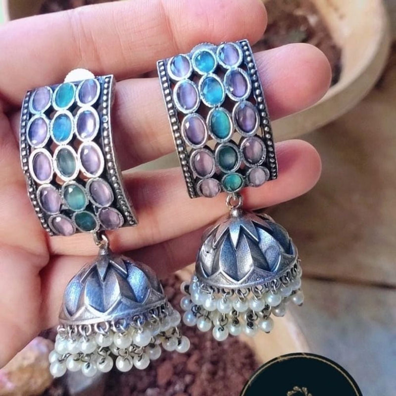 Akruti Collection Oxidised Plated Jhumki Earrings