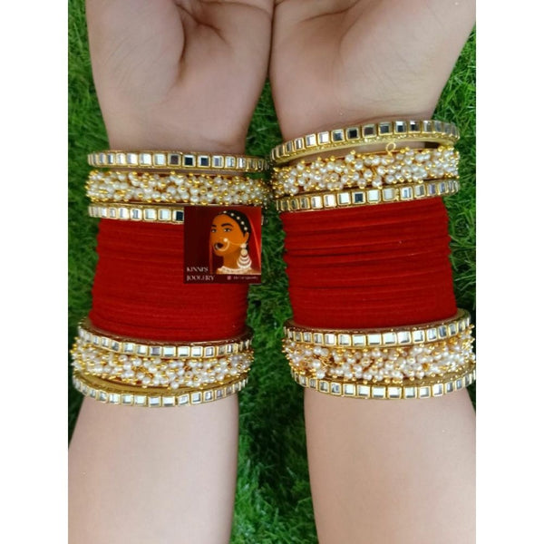 Akruti Collection Gold Plated Velvet  Bangles Set