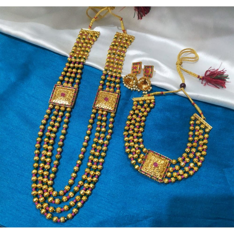 Akruti Collection Gold Plated Long  Necklace Combo Set