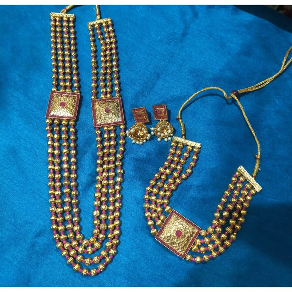 Akruti Collection Gold Plated Long  Necklace Combo Set