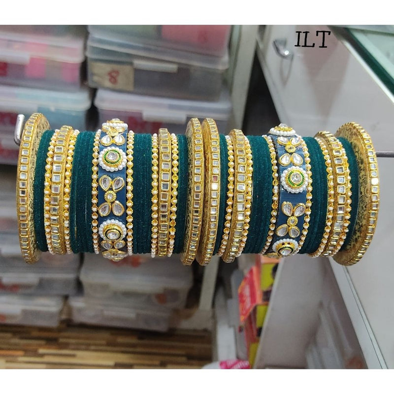 Akruti Collection Gold Plated Velvet  Bangles Set