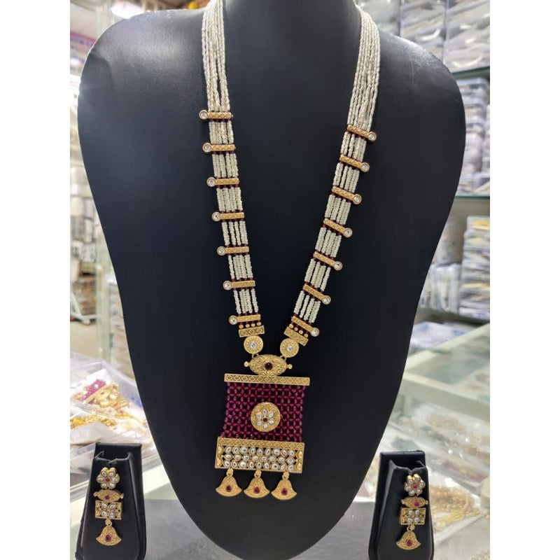 Akruti Collection Gold Plated Long Necklace Set