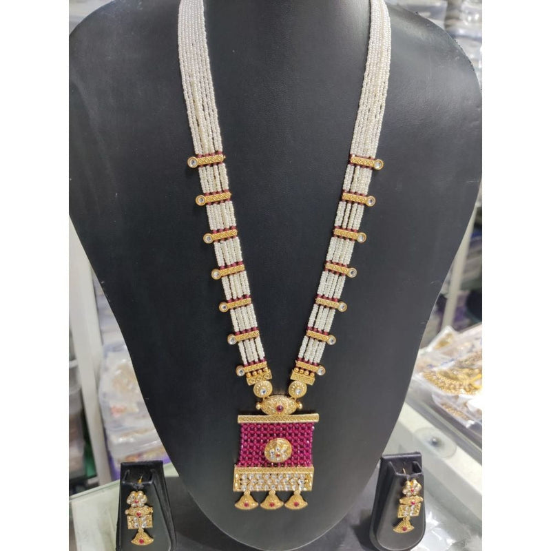 Akruti Collection Gold Plated Long Necklace Set