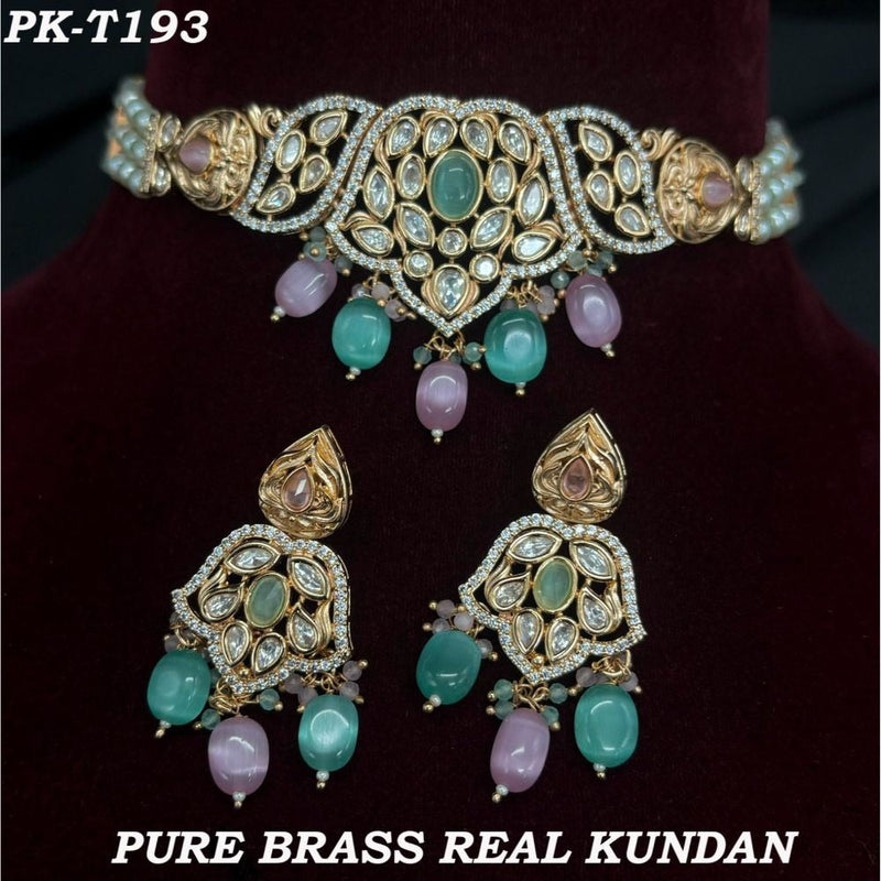 Akruti Collection Gold Plated Kundan Necklace Set