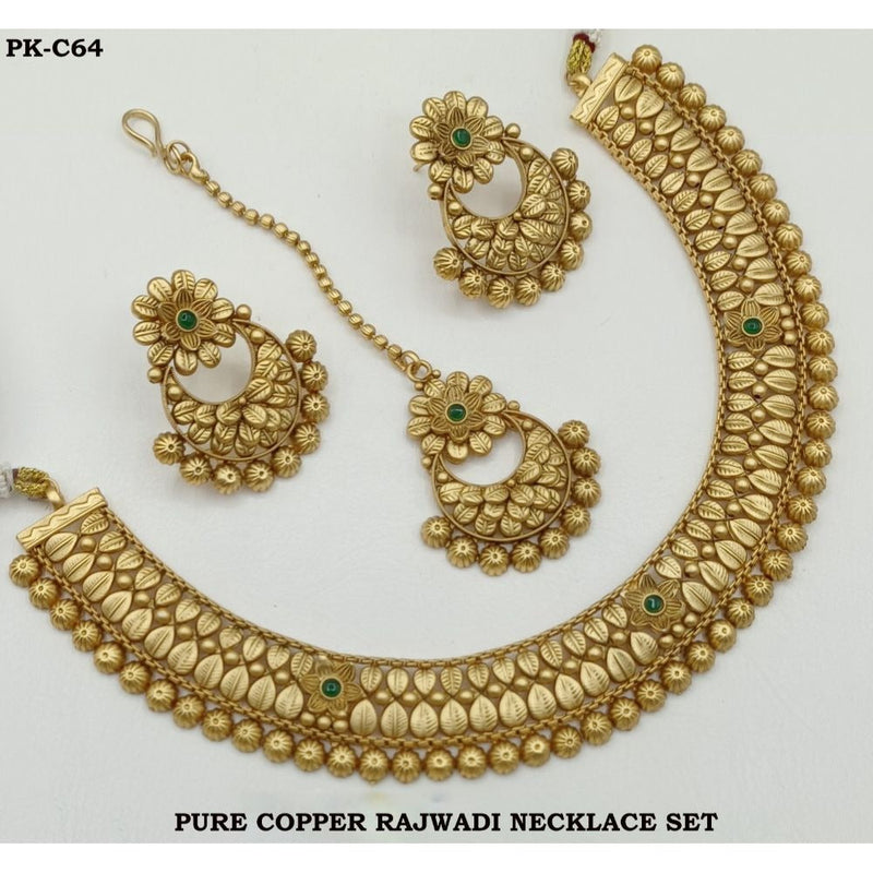 Akruti Collection Copper Plated Pota Stone Necklace Set