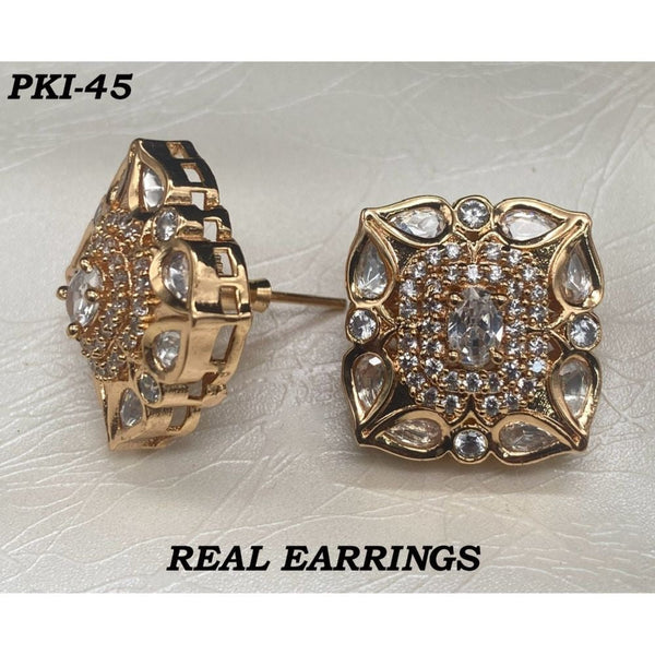 Akruti Collection Gold Plated Austrian Stone Stud Earrings