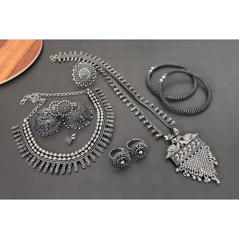 Akruti Collection Oxidised Combo Set