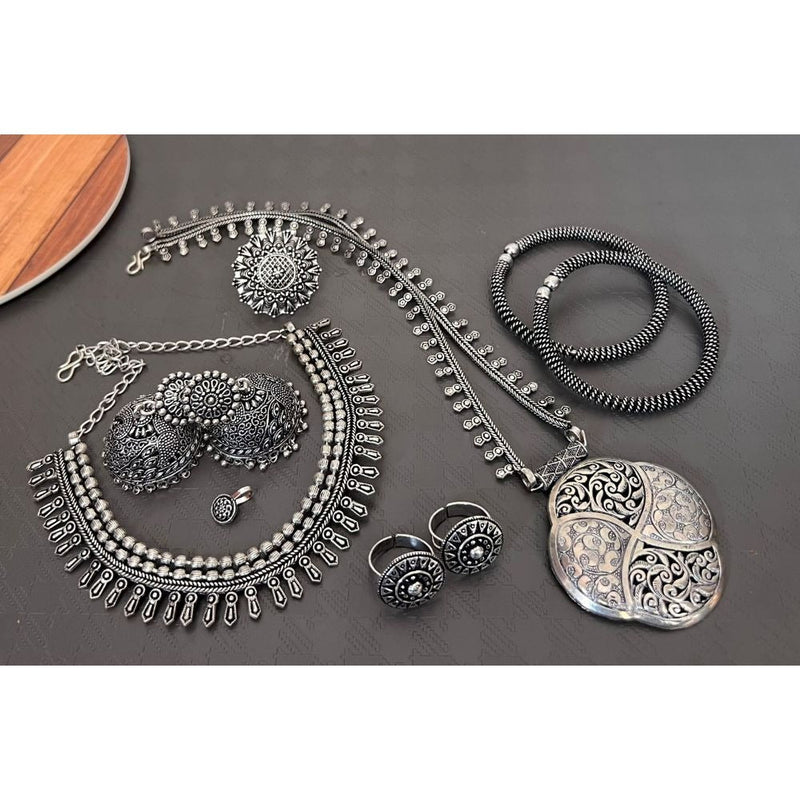 Akruti Collection Oxidised Combo Set