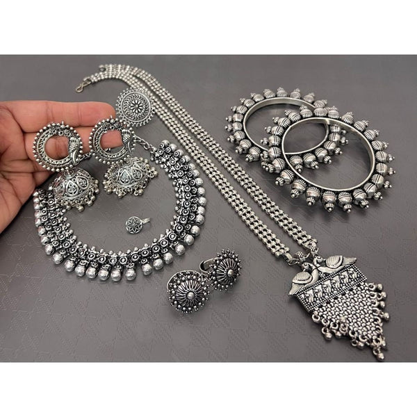 Akruti Collection Oxidised Combo Set