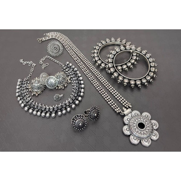 Akruti Collection Oxidised Combo Set