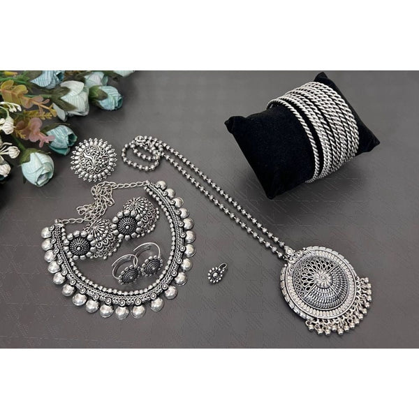 Akruti Collection Oxidised Combo Set