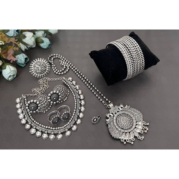 Akruti Collection Oxidised Combo Set