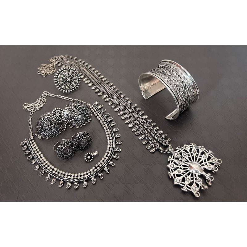 Akruti Collection Oxidised Combo Set