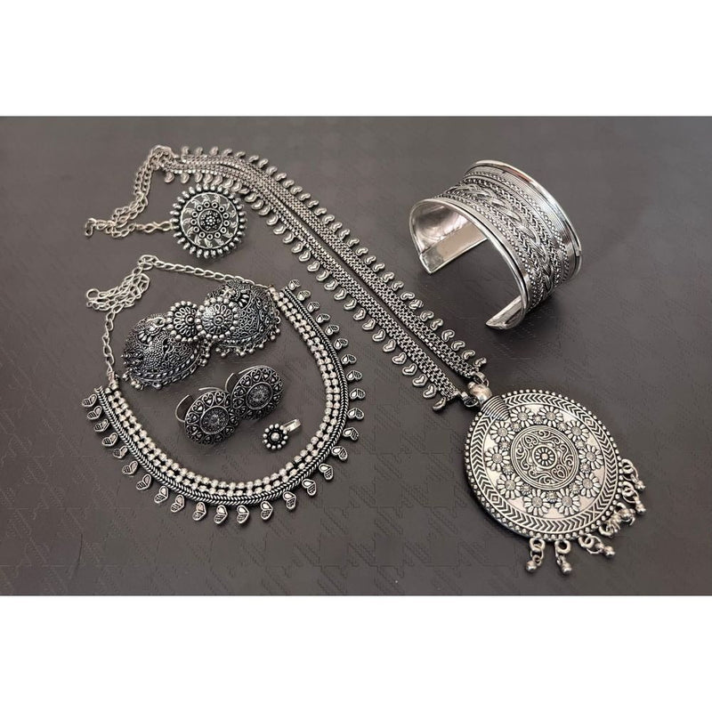 Akruti Collection Oxidised Combo Set