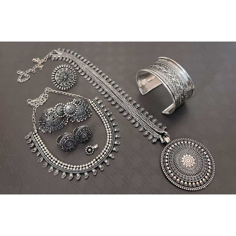 Akruti Collection Oxidised Combo Set