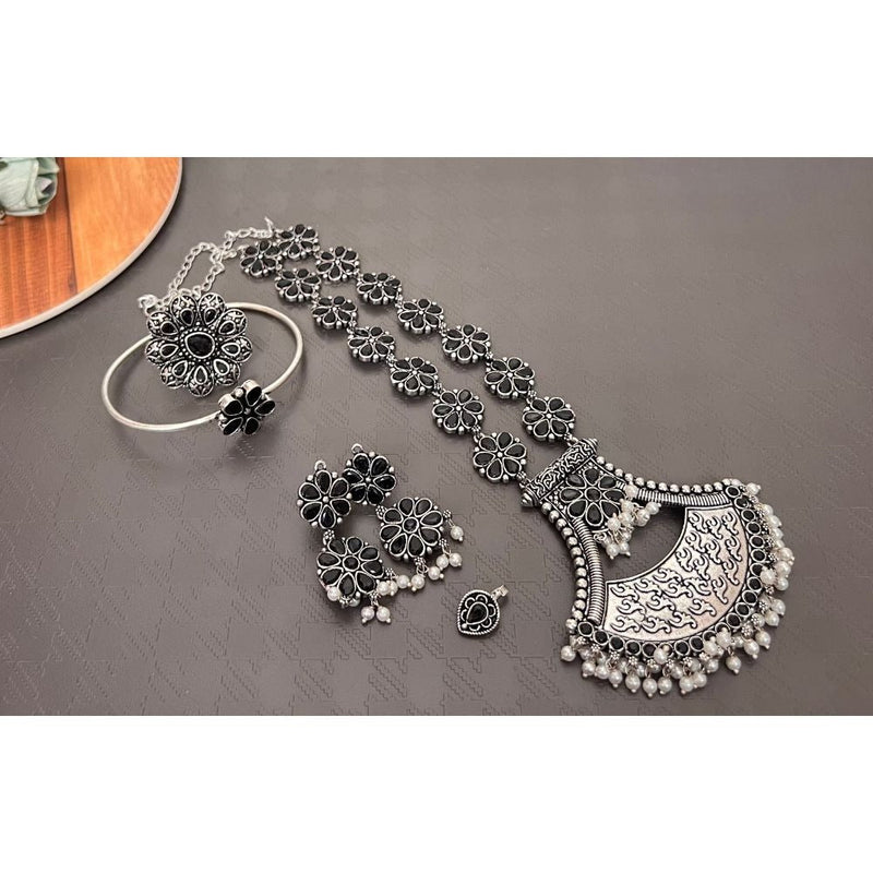 Akruti Collection Oxidised Combo Set