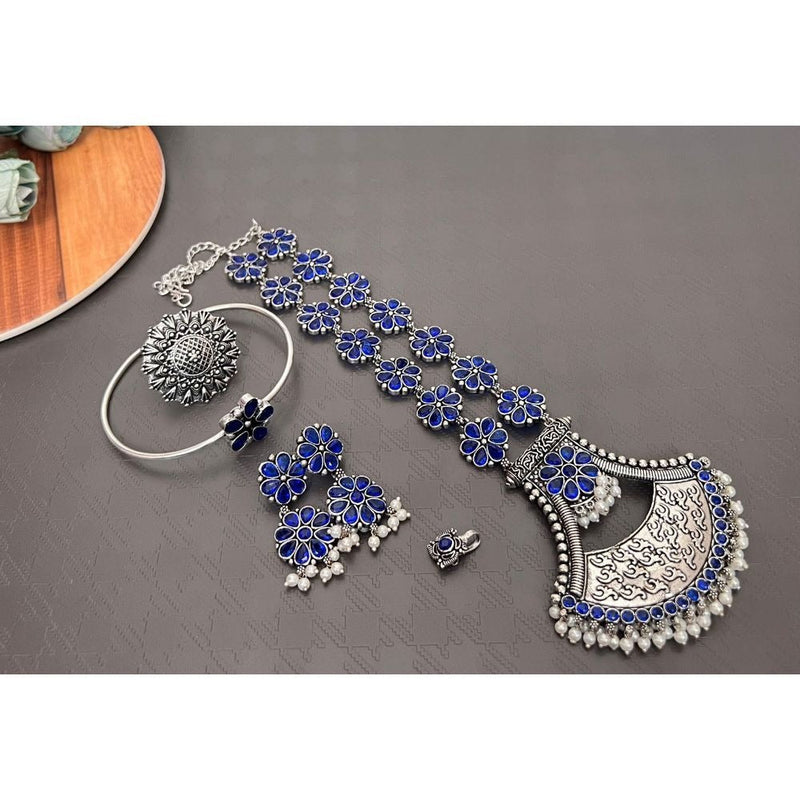 Akruti Collection Oxidised Combo Set