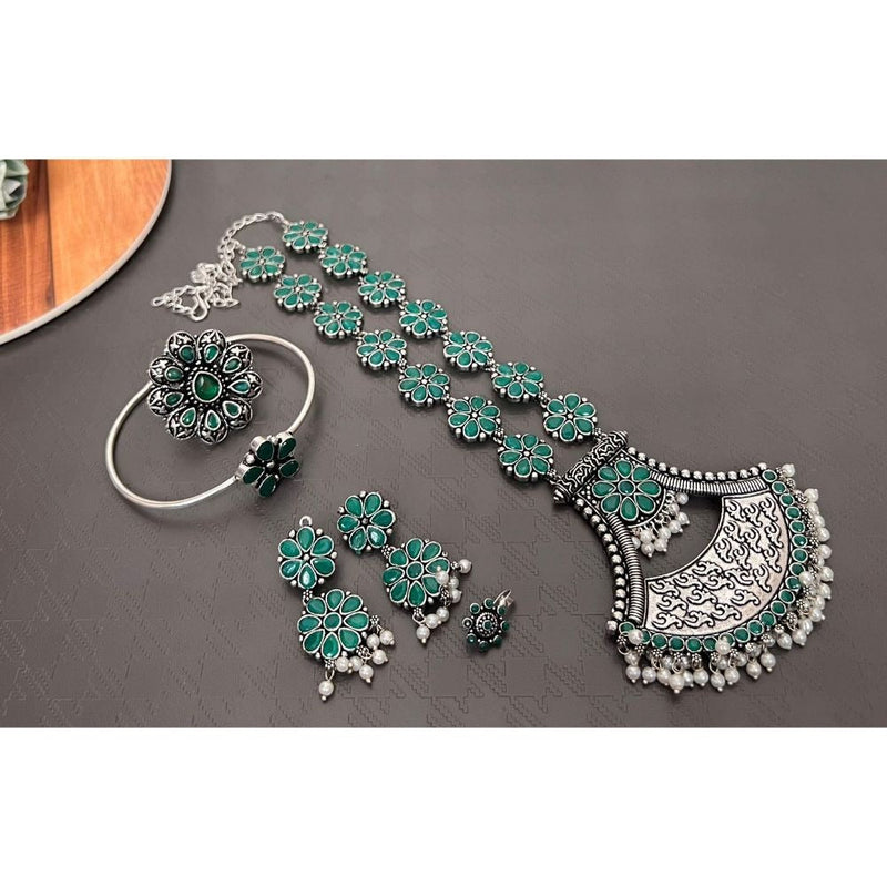 Akruti Collection Oxidised Combo Set