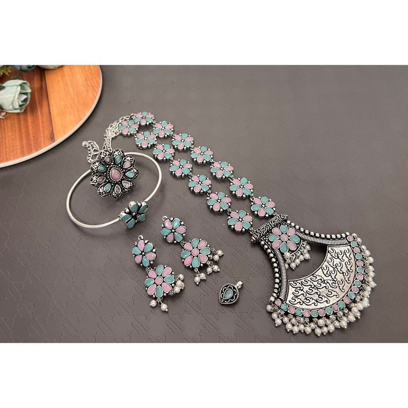 Akruti Collection Oxidised Combo Set