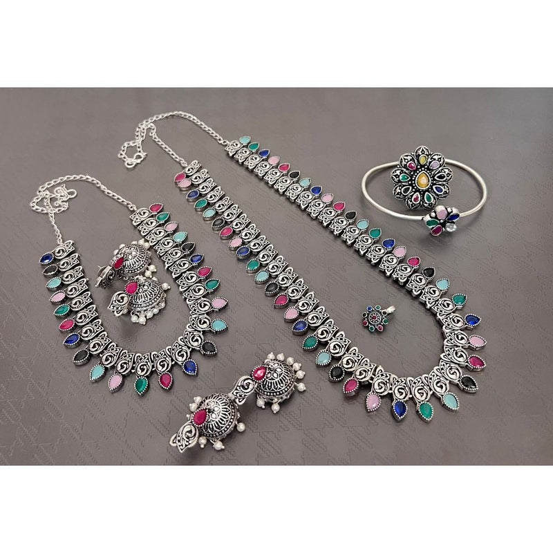 Akruti Collection Oxidised Combo Set