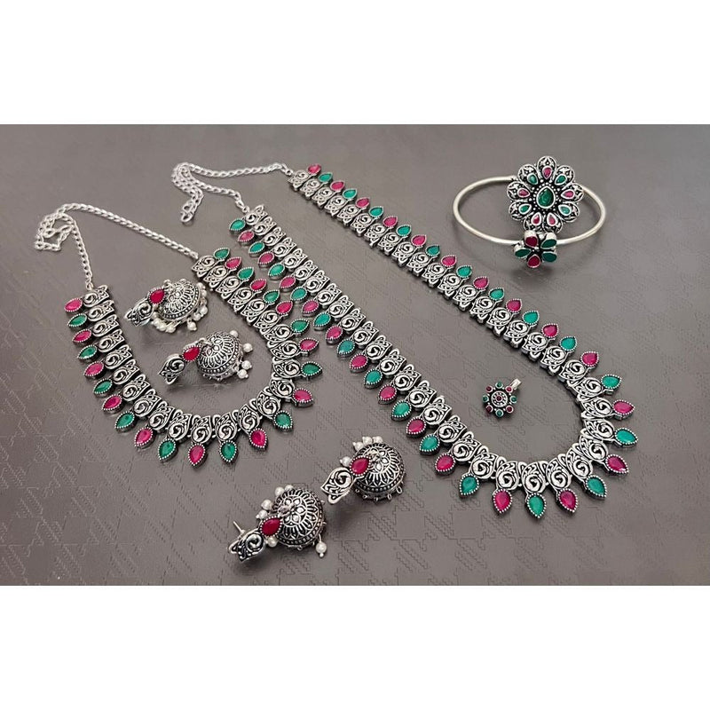 Akruti Collection Oxidised Combo Set