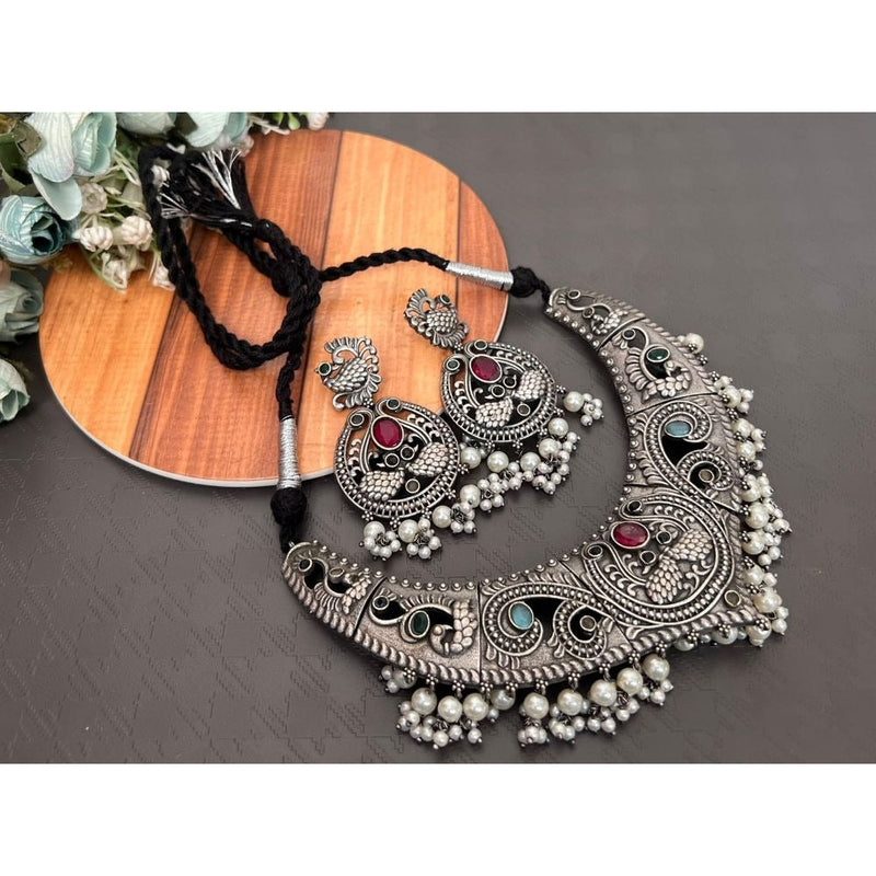 Akruti Collection Oxidised Necklace Set