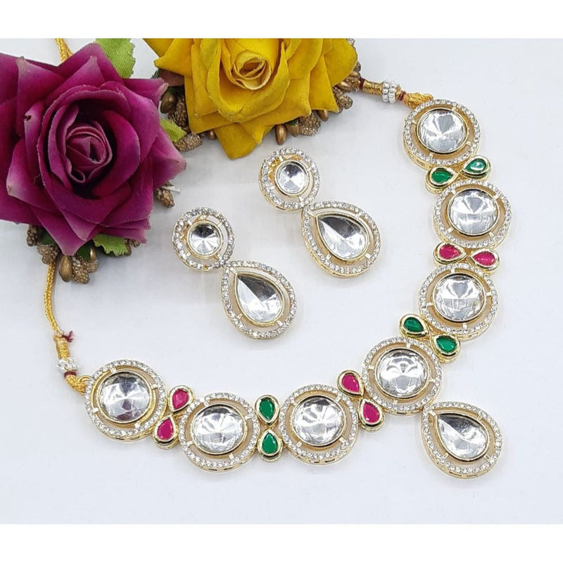 Akruti Collection Gold Plated AD & Kundan Necklace Set