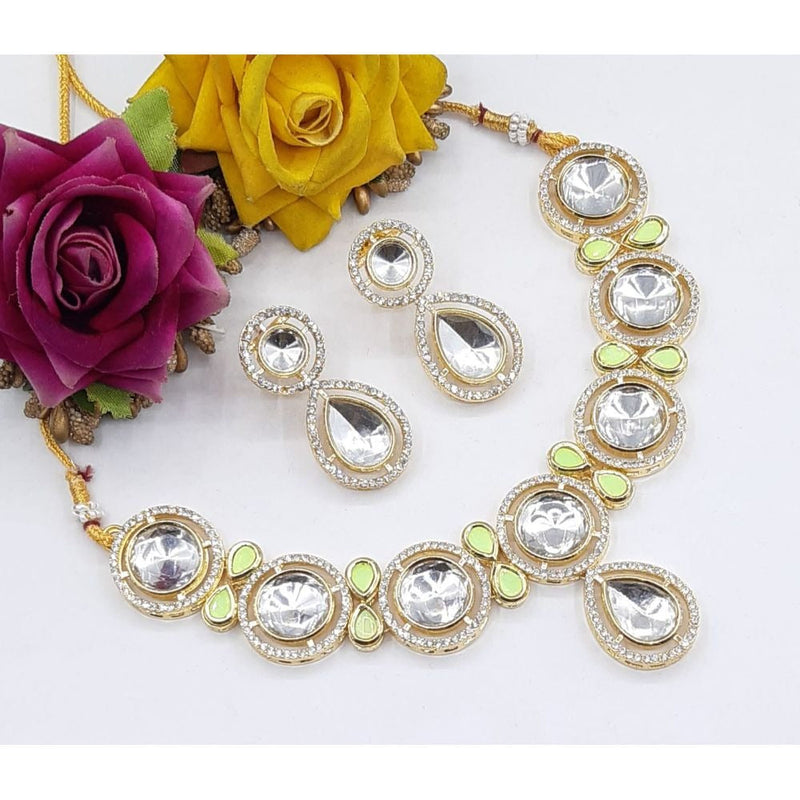 Akruti Collection Gold Plated AD & Kundan Necklace Set