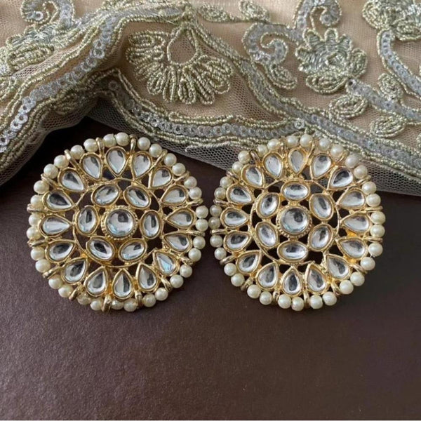 Akruti Collection Gold Plated Kundan Dangler Earrings