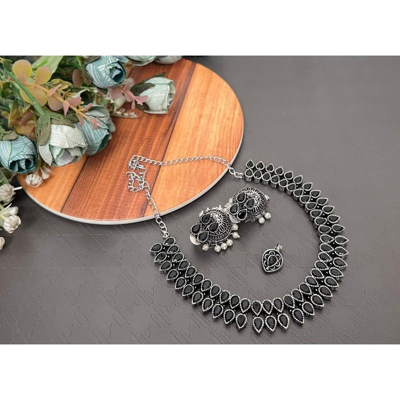 Akruti Collection Oxidised Plated Pota  Necklace Set