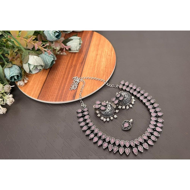 Akruti Collection Oxidised Plated Pota  Necklace Set