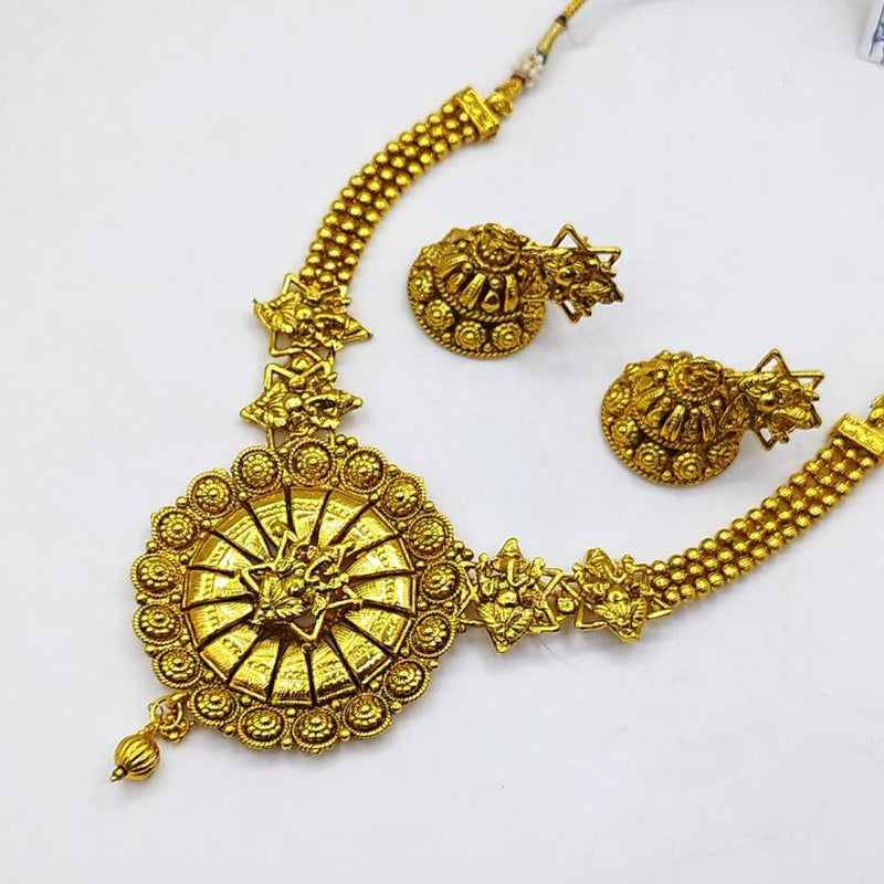 Akruti Collection Gold Plated Temple Necklace Set