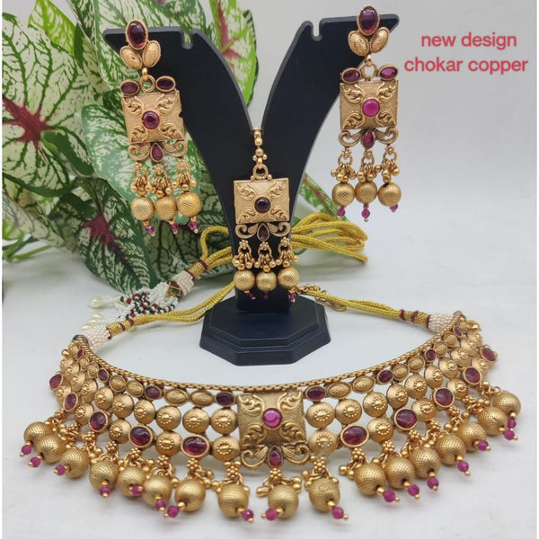 Akruti Collection Gold Plated Choker Necklace Set