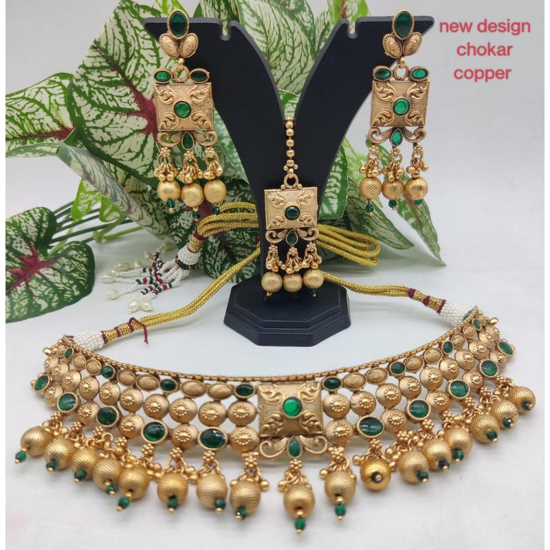 Akruti Collection Gold Plated Choker Necklace Set