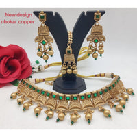 Akruti Collection Gold Plated Choker Necklace Set