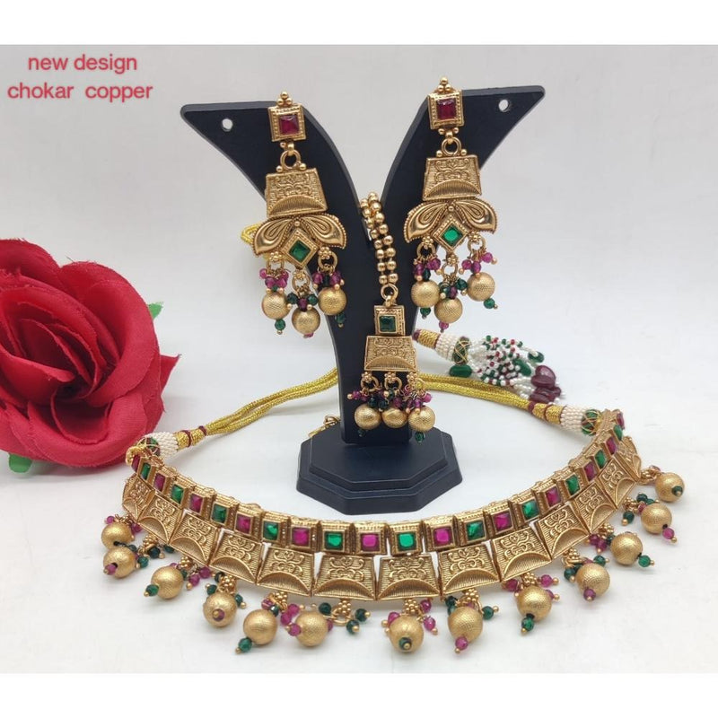 Akruti Collection Gold Plated Choker Necklace Set