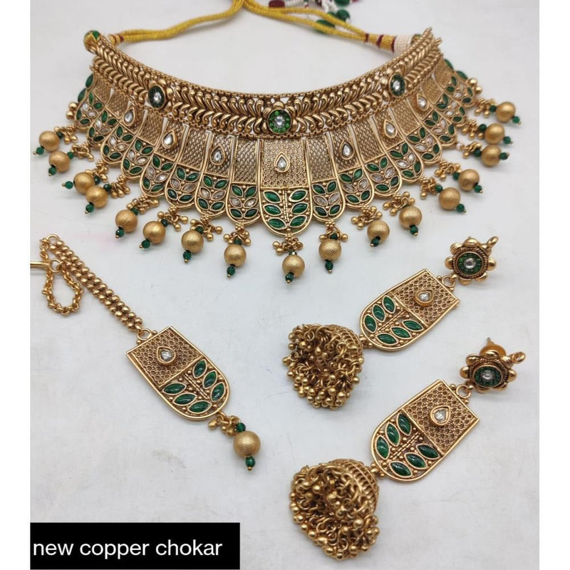 Akruti Collection Gold Plated Choker Necklace Set