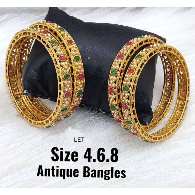 Akruti Collection Gold Plated Crystal Stone Bangles Set